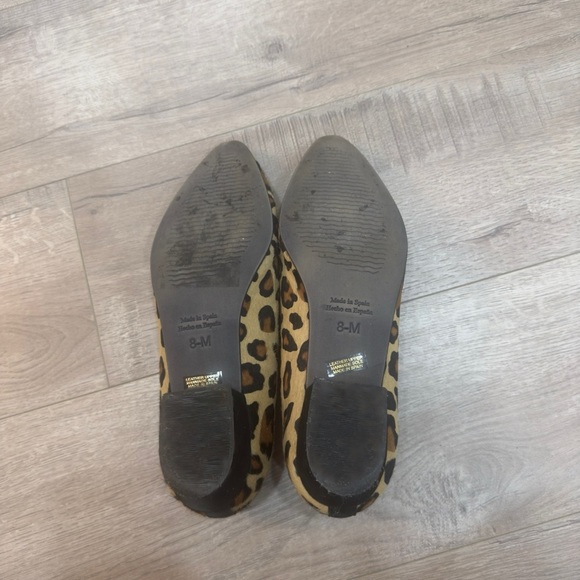 Sesto Meucci Italy Genuine Calf Hair Leopard Shoes Flats Pointed Toe Size 8 - Picture 7 of 7
